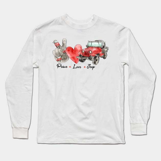 Peace love jeep Long Sleeve T-Shirt by HJstudioDesigns